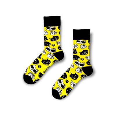 Novelty Socks for Men and Women | Patterned Socks Unisex | Funky Socks | Fun Colourful Silly Cotton Socks | Best Funny Crazy Happy Gifts for Men and Women | Carnival Cool Cats | Pair