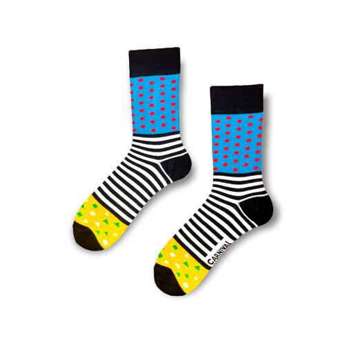 Novelty Socks for Men and Women | Patterned Socks Unisex | Funky Socks | Fun Colourful Silly Cotton Socks | Best Funny Crazy Happy Gifts for Men and Women | Carnival Dots and Stripes | Pair