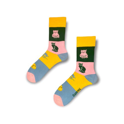 Novelty Socks for Men and Women | Patterned Socks Unisex | Funky Socks | Fun Colourful Silly Cotton Socks | Best Funny Crazy Happy Gifts for Men and Women | Carnival Lazy Cats | Pair