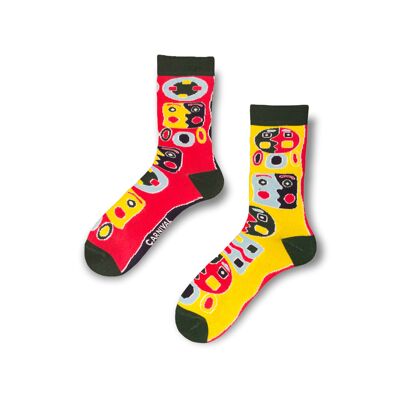 Novelty Socks for Men and Women | Patterned Socks Unisex | Funky Socks | Fun Colourful Silly Cotton Socks | Best Funny Crazy Happy Gifts for Men and Women | Carnival Mask | Odd Mismatching