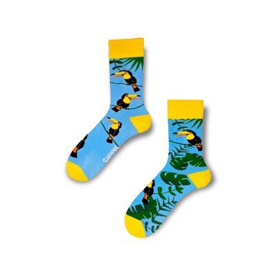 Novelty Socks for Men and Women | Patterned Socks Unisex | Funky Socks | Fun Colourful Silly Cotton Socks | Best Funny Crazy Happy Gifts for Men and Women | Carnival Parrot | Odd Mismatching
