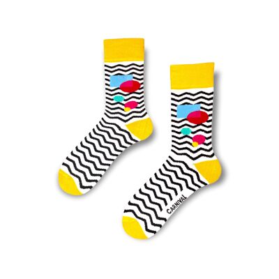 Novelty Socks for Men and Women | Patterned Socks Unisex | Funky Socks | Fun Colourful Silly Cotton Socks | Best Funny Crazy Happy Gifts for Men and Women | Carnival Zigzag | Pair