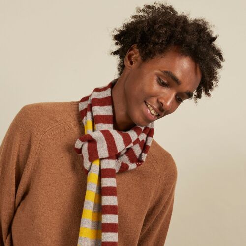 Lambswool Scarf Collection STRIPE- sienna/electric