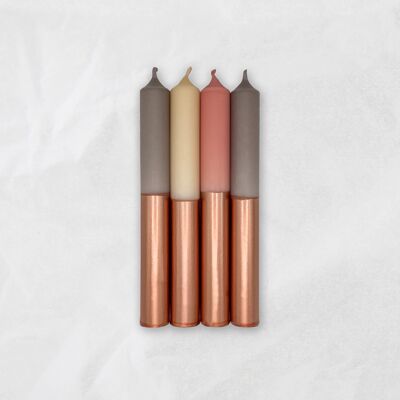 Dip Dye Candles / Copper Cozy Mix / 18 cm / Set of 4