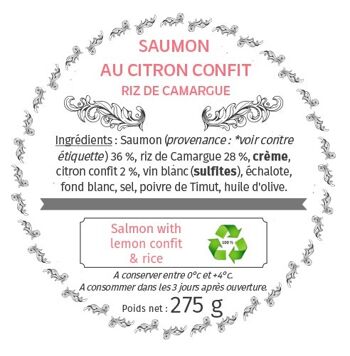 Saumon au Citron confit, Riz de Camargue IGP (bocal en verre / bocaux traditionnels) 2