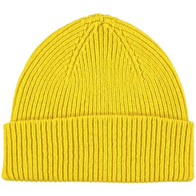 Berretti in lana d'agnello e cappelli con pompon BEANIE - giallo elettrico