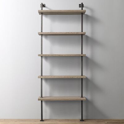 BOX-IT - 5 Shelf Industrial Single Shelving Unit - Clear / Raw Steel