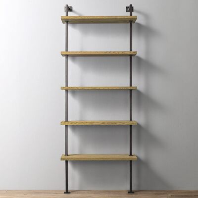 BOX-IT - 5 Shelf Industrial Single Shelving Unit - Forest / Raw Steel