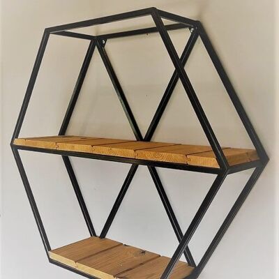 Industrial Geometric Shelf - Thermo Pine Hexagonal - White