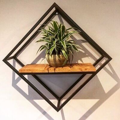 Industrial Geometric Shelf | Thermo Pine - Square