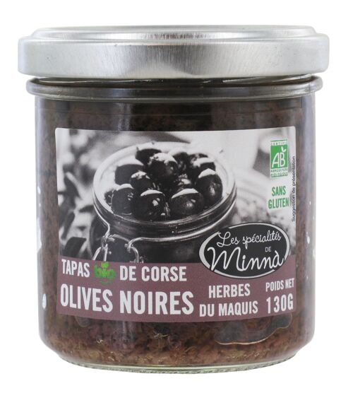 Tapas BIO Olives Noires et herbes du Maquis 130g