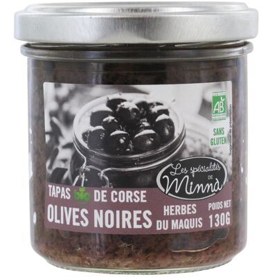 Organic Tapas Black Olives and Maquis Herbs 130g