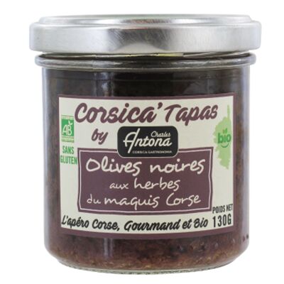 Organic Tapas Black Olives and Maquis Herbs 130g