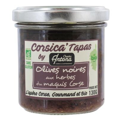 Tapas BIO Olives Noires et herbes du Maquis 130g