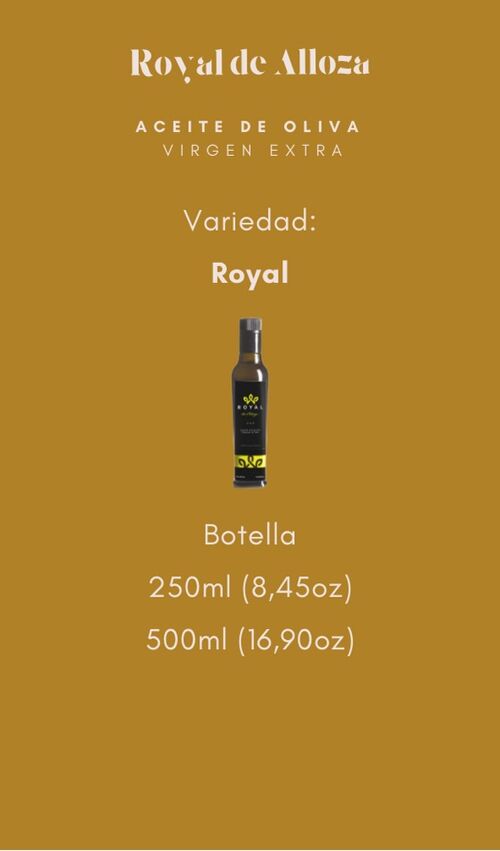 ACEITE DE OLIVA VIRGEN EXTRA (AOVE) VARIEDAD: ROYAL, BOTELLA 500ML