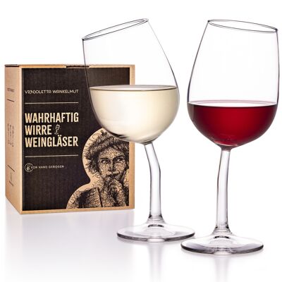 Vi(n)oletta Wankelmut - Verres à vin vraiment confus | Ensemble de verres à vin avec Sti(e)l, (4 pièces), pliés à la main en DE