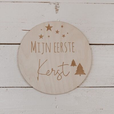 Houten mijlpaalbord "Mijn eerste Kerst"