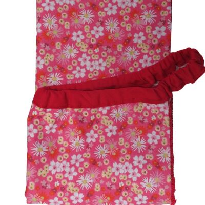 Asciugamano elastico per adulti fiori gialli e bianchi su sfondo rosa