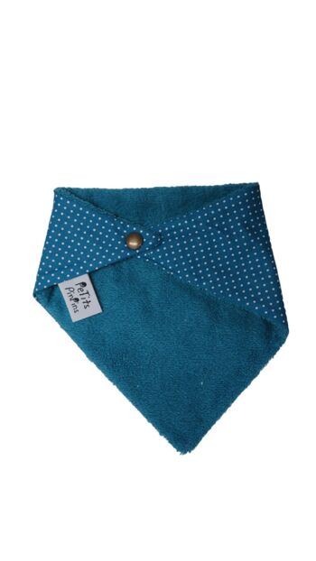 Bavoir Bandana Plumetis bleu canard 2