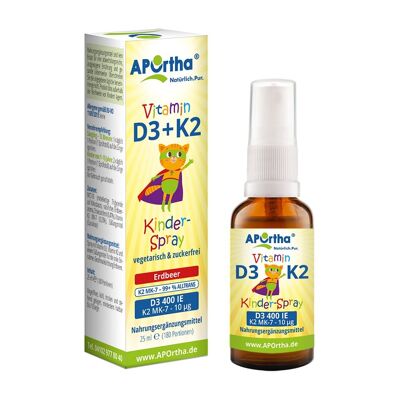 Vitamin D3 + K2 for Children - Strawberry Flavor - 25ml Vegetarian Mouth Spray
