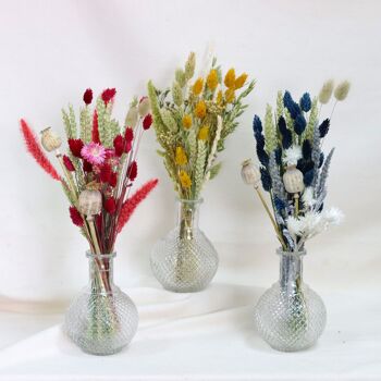 Bouquet Fleurs séchées bleu et son vase 3