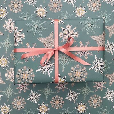 Christmas Wrapping Paper Blue Snowflakes