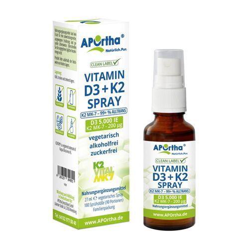 Vitamin D3 5.000 IE + Vitamin K2 MK-7 200 µg — 27 ml Mundspray