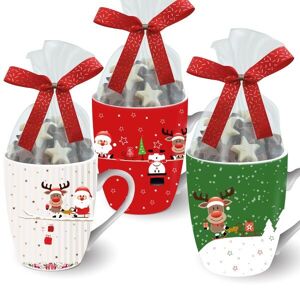 MUG NOËL ASSORTI GARNI CHOCOLATS - Carton de 6 mugs
