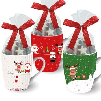 MUG NOËL ASSORTI GARNI CHOCOLATS - Carton de 6 mugs 1