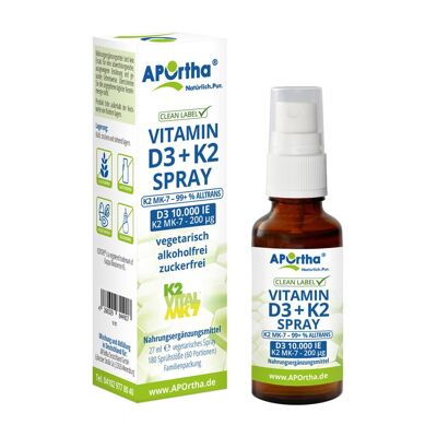 Vitamin D3 10,000 IU + Vitamin K2 MK-7 200 µg — 27 ml oral spray