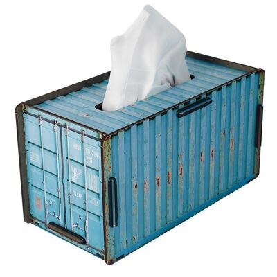 Caja de pañuelos en contenedor con aspecto azul (caja de pañuelos)