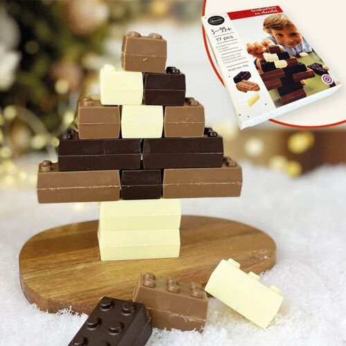 Jeu de construction en chocolat | moulage de noël |Chocolat enfants | Chocolat de Noel artisanal Chocodic