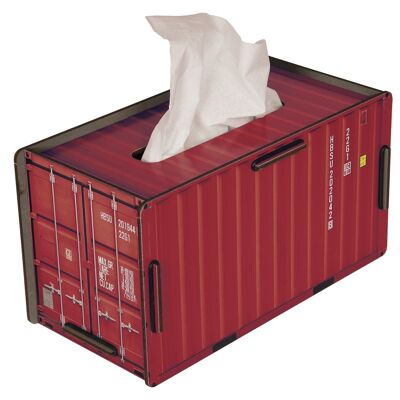 La caja de pañuelos en el contenedor se ve roja (caja de pañuelos)