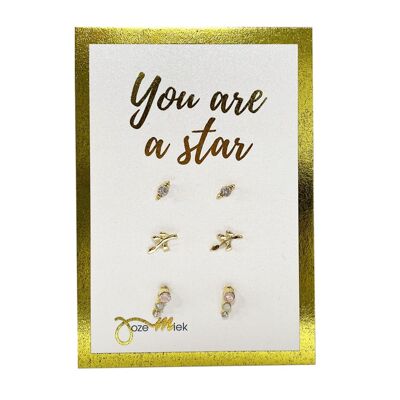 Gold colored studs on card - set 2
