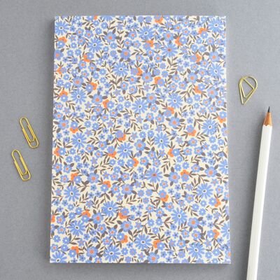 Cadeau de petit cahier à reliure parfaite à fleurs bleues