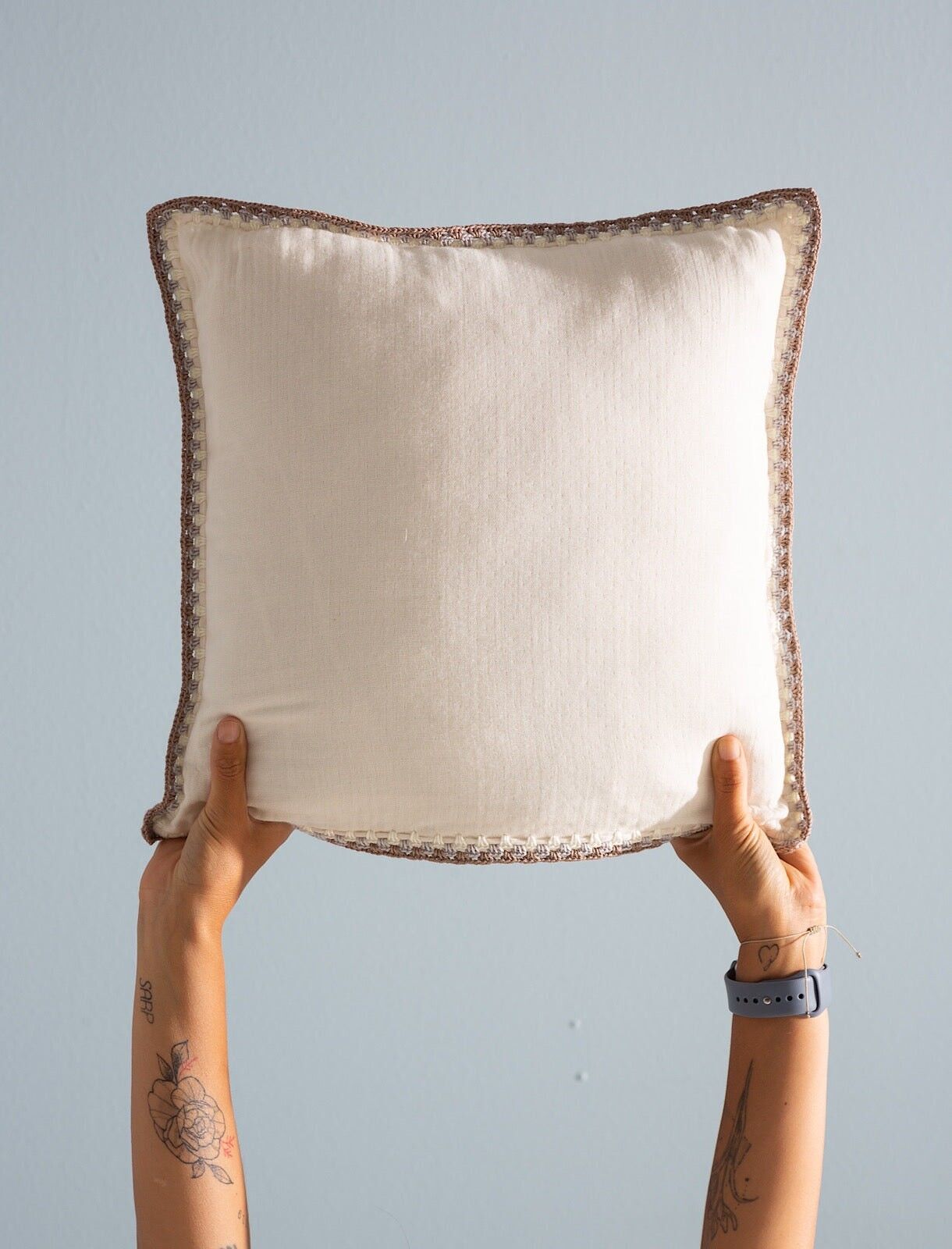 CROCHET GOTS certificato fodera per cuscino in mussola 40x40 cm