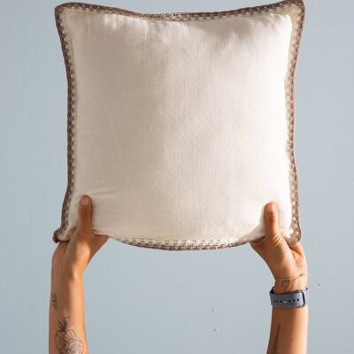 CROCHET GOTS certificate muslin cushion cover 40x40 cm