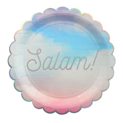 Platos de fiesta Salam (paquete de 10) - Pastel e iridiscente