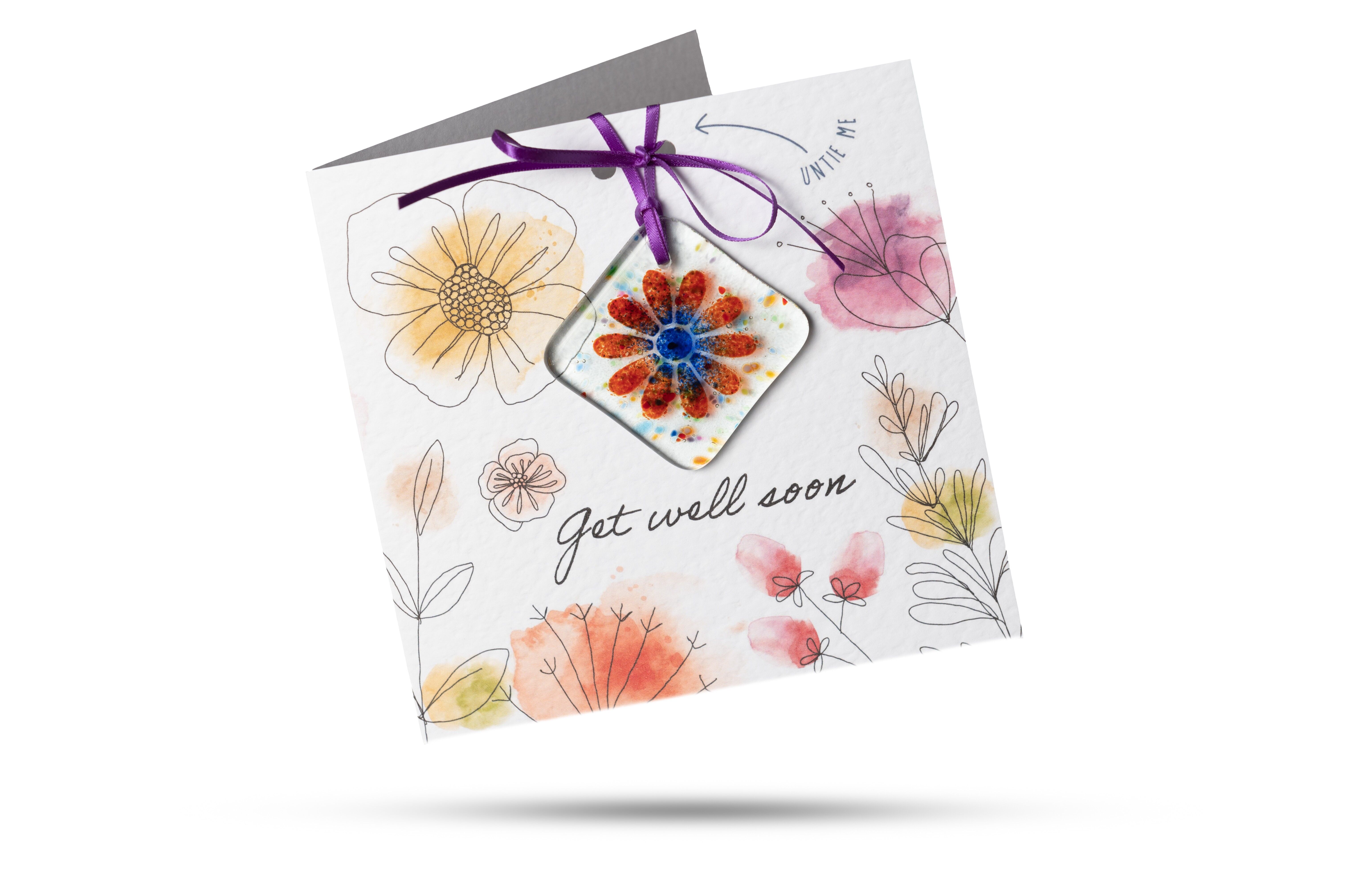 Recupérate - Tarjeta de felicitación con un regalo de vidrio fundido adjunto para guardar