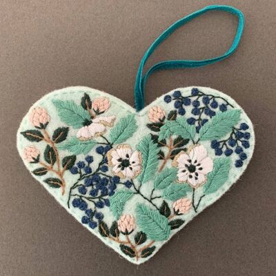 100% wool felt Hedgerow Heart embroidery kit