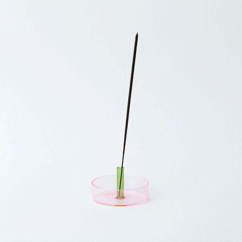 Duo Tone Glass Incense Holder - Pink / Green