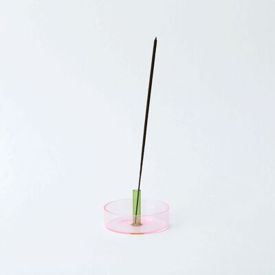 Duo Tone Glass Incense Holder - Pink / Green
