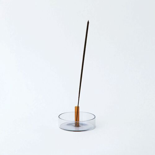 Duo Tone Glass Incense Holder -  Grey / Orange