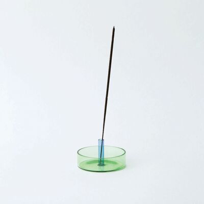 Duo Tone Glass Incense Holder - Green / Blue