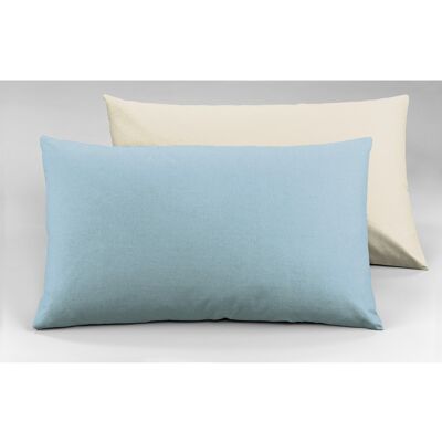 Par de fundas de almohada, doble cara, natural / azul claro (DIG780248)