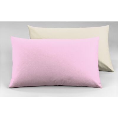 Par de fundas de almohada, doble cara, natural / rosa rey (DIG780255)