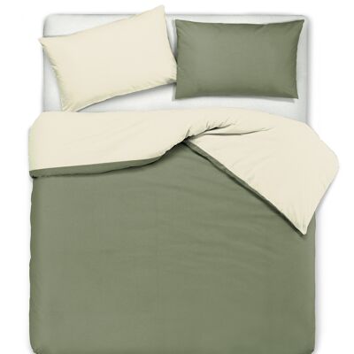 Duvet Cover Set, Double Sided, Natural / Sage (DIG780357)