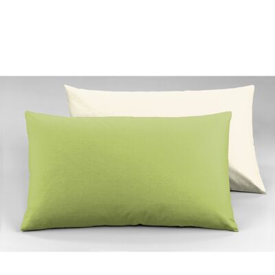 Par de fundas de almohada, doble cara, natural / verde manzana (DIG780259)