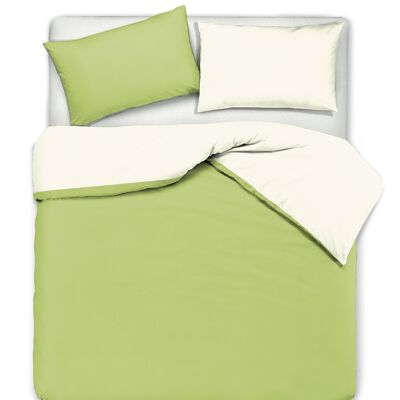Duvet Cover Set, Double Sided, Natural / Apple Green (DIG780359)