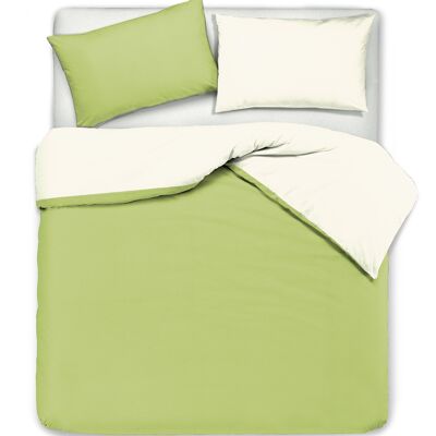 Duvet Cover Set, Double Sided, Natural / Apple Green (DIG780359)